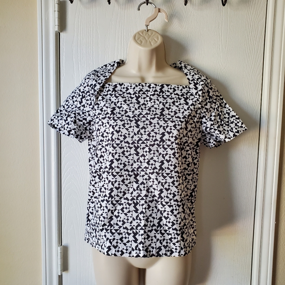 Kate Spade Square Neck Short Sleeve Top